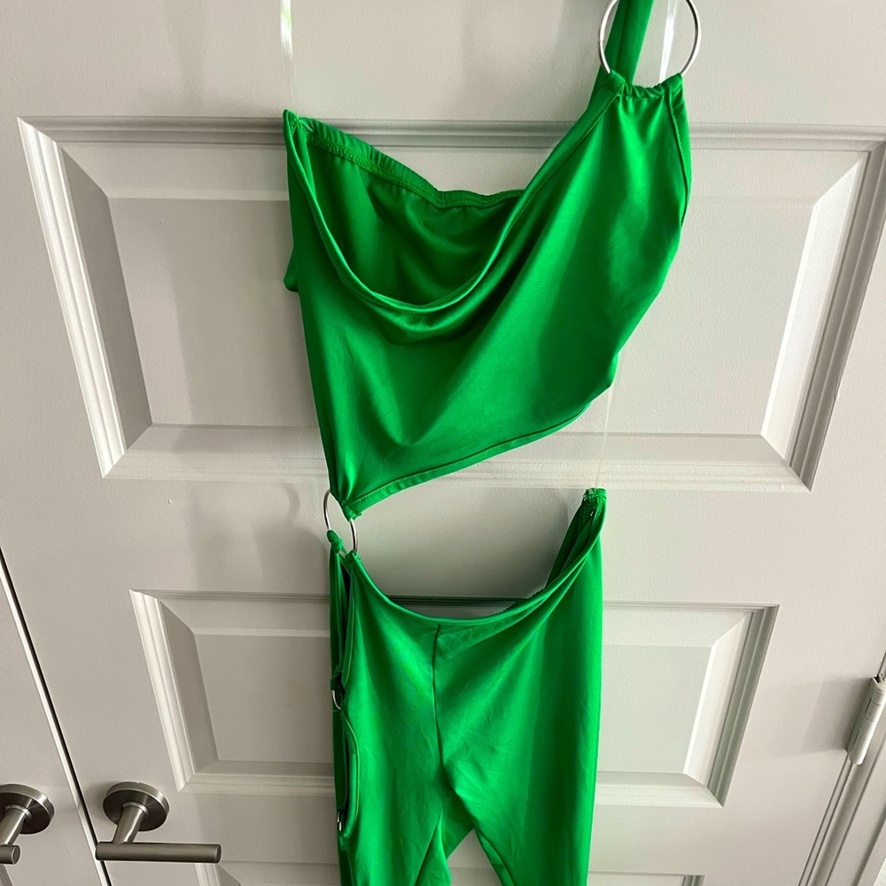 Green cutout jumpsuit